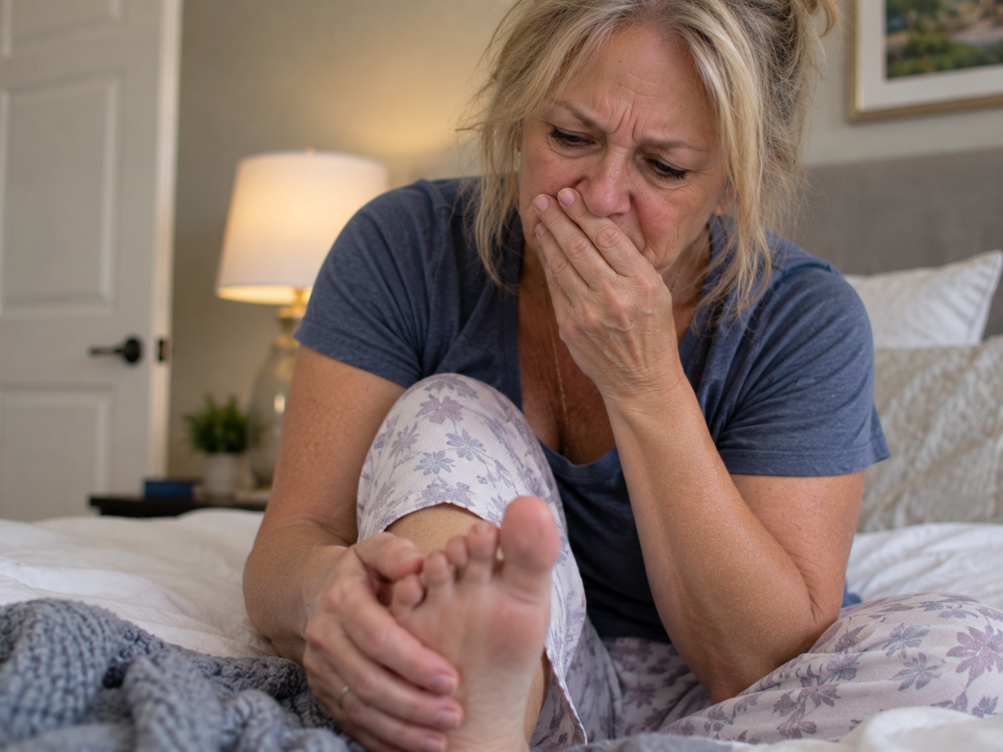 Woman looking at her feet